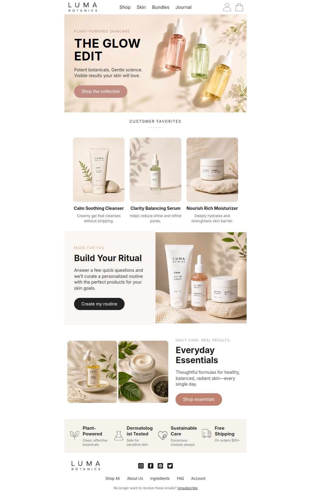 botanical product launch newsletter design by lekoj studio